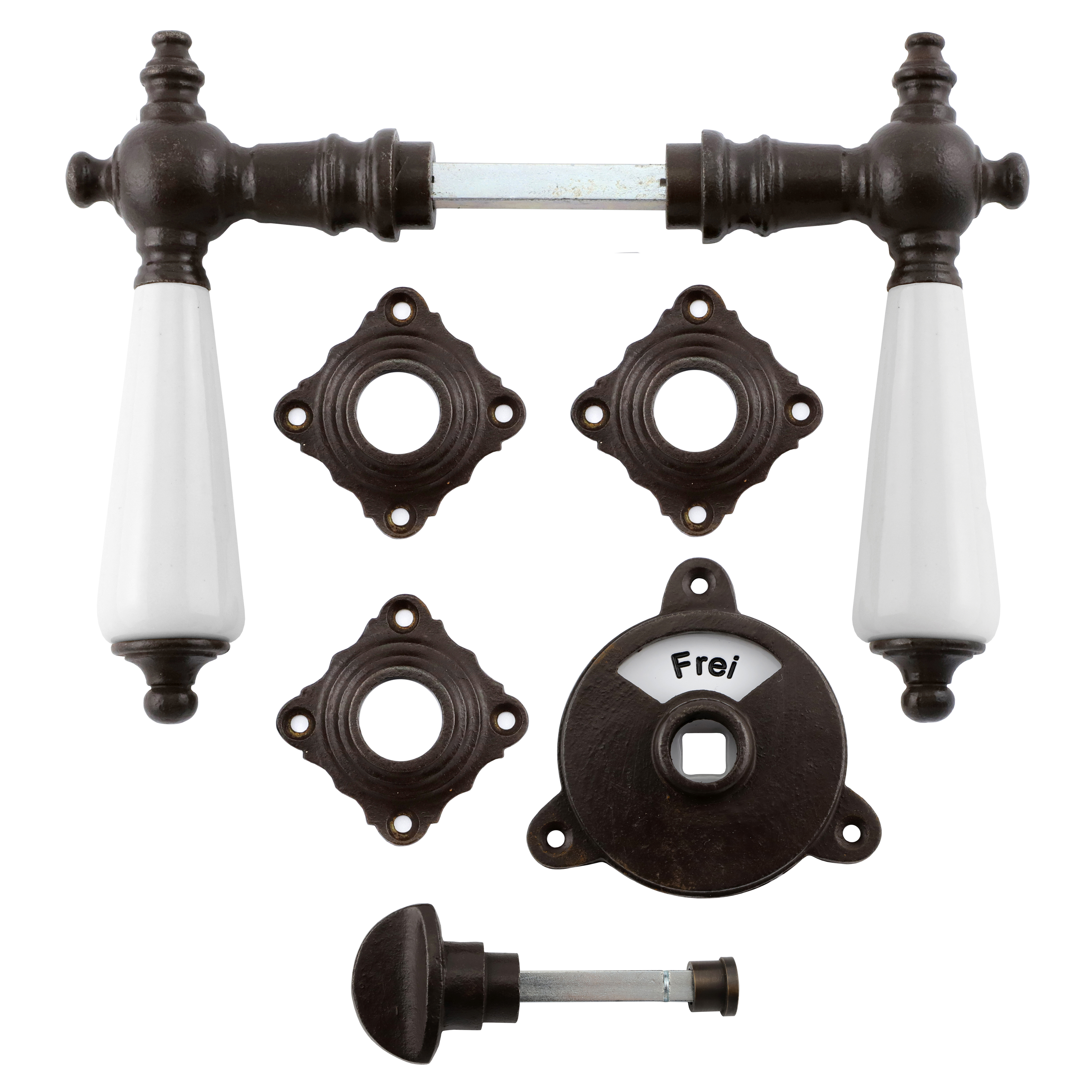 341.0279.60 Porta per WC con pomello rotante / serratura con indicatore ferro antico