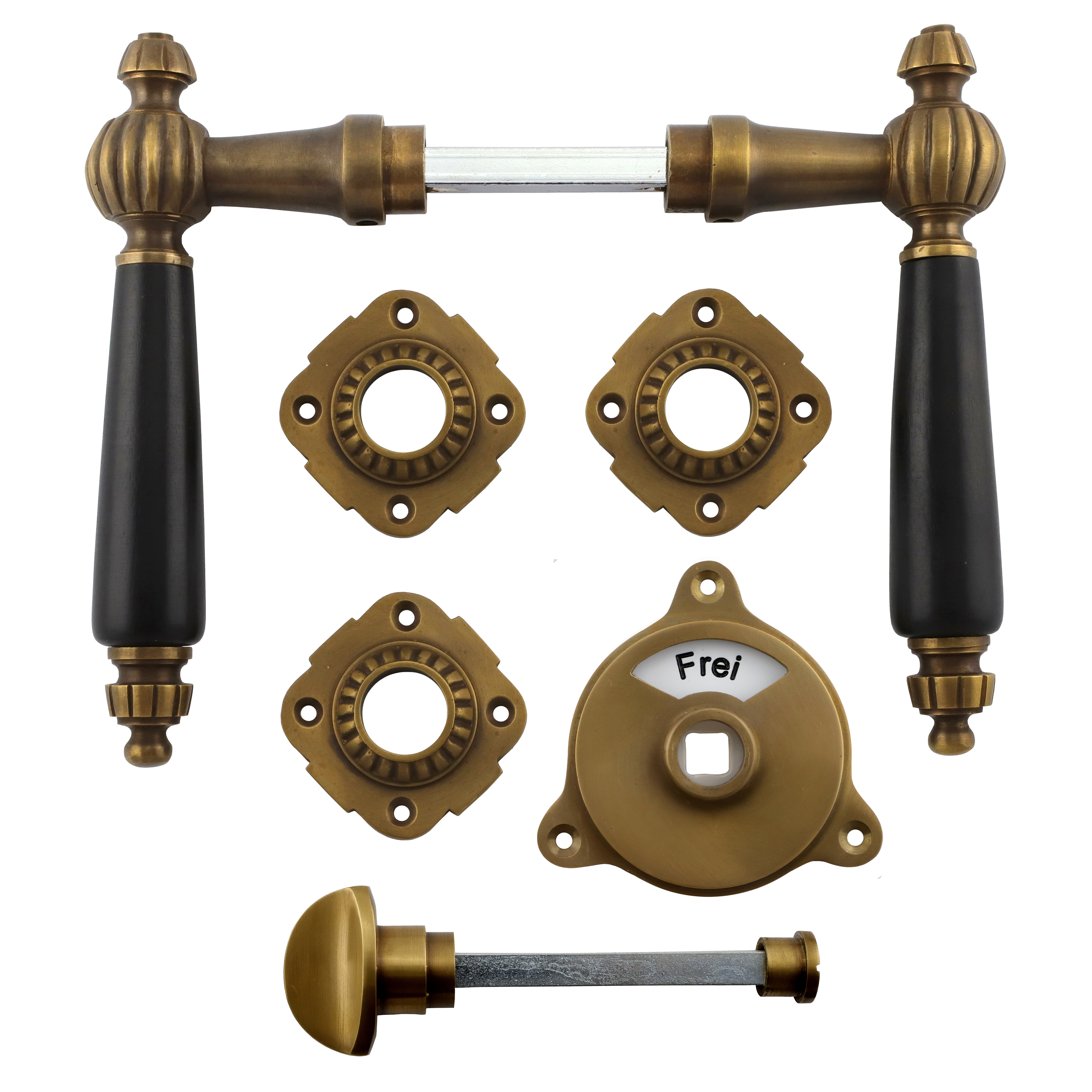 341.0282.45 Ferramenta per WC con pomello rotante / serratura con indicatore Ottone patinato