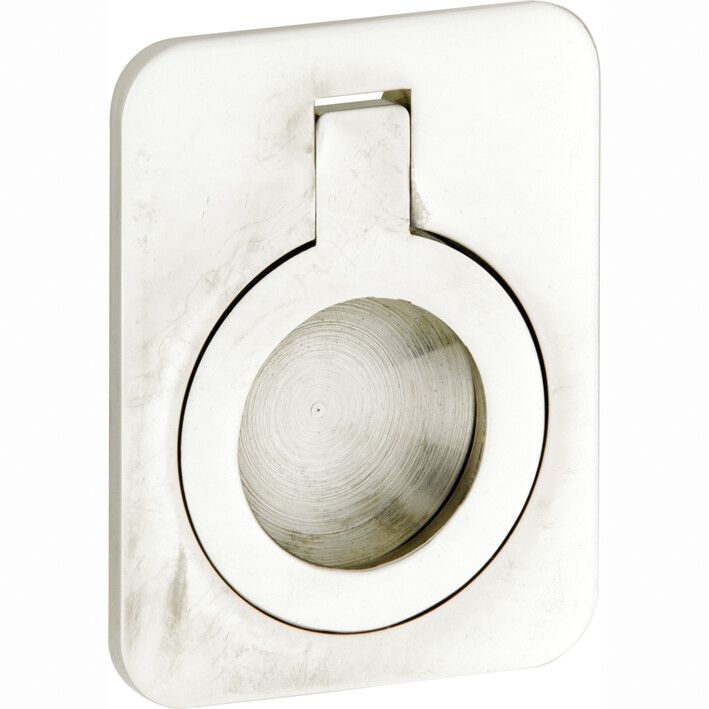 325.0051.10 Maniglia per porta scorrevole stile anni '20 Ottone nichelato lucido 50 x 38 mm