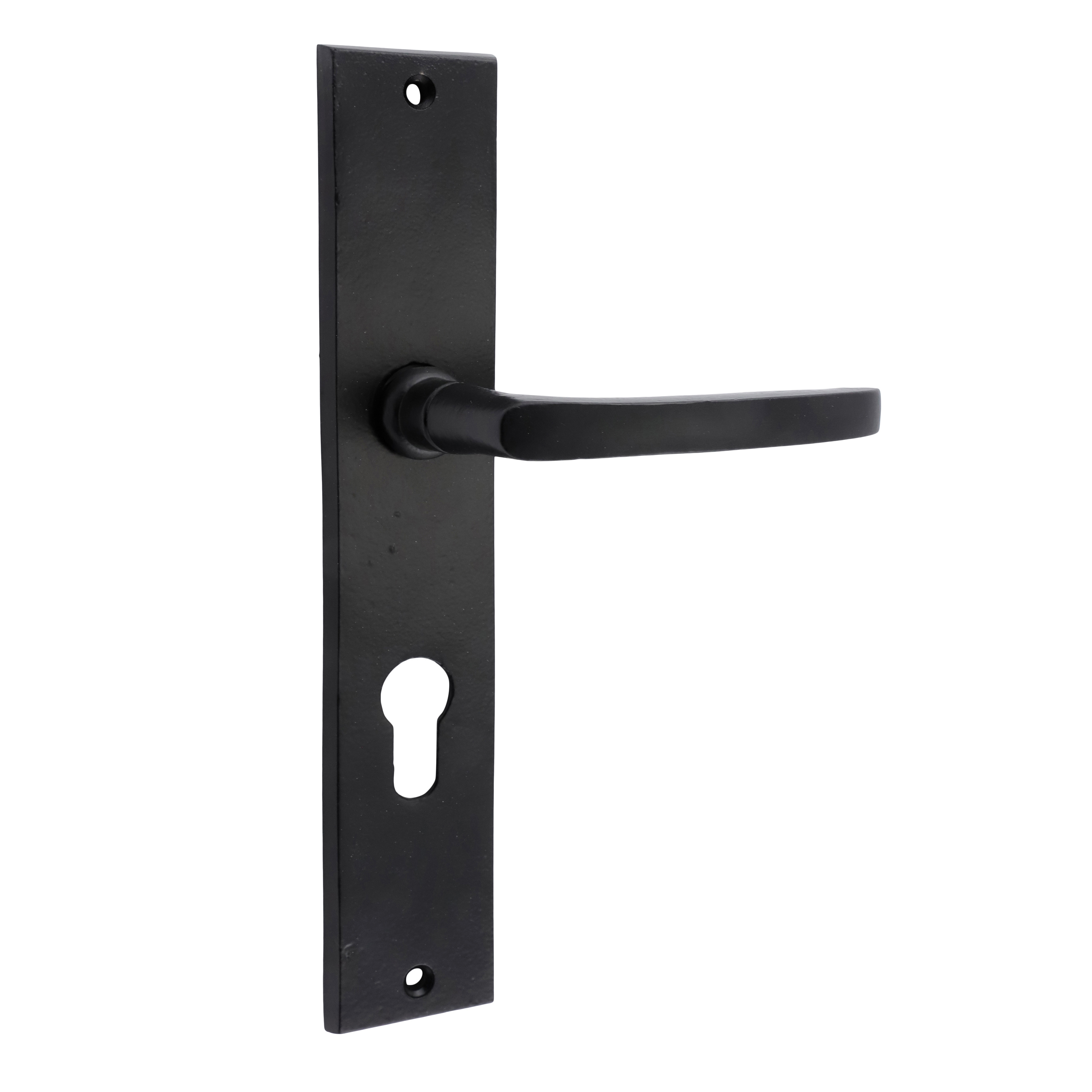 322.0112.70 Maniglia per porta con piastra lunga PZ 20s in ferro nero per cilindro profilato 72 mm 322.0112.70 Maniglia per porta con piastra lunga PZ 20s in ferro nero per cilindro profilato 72 mm