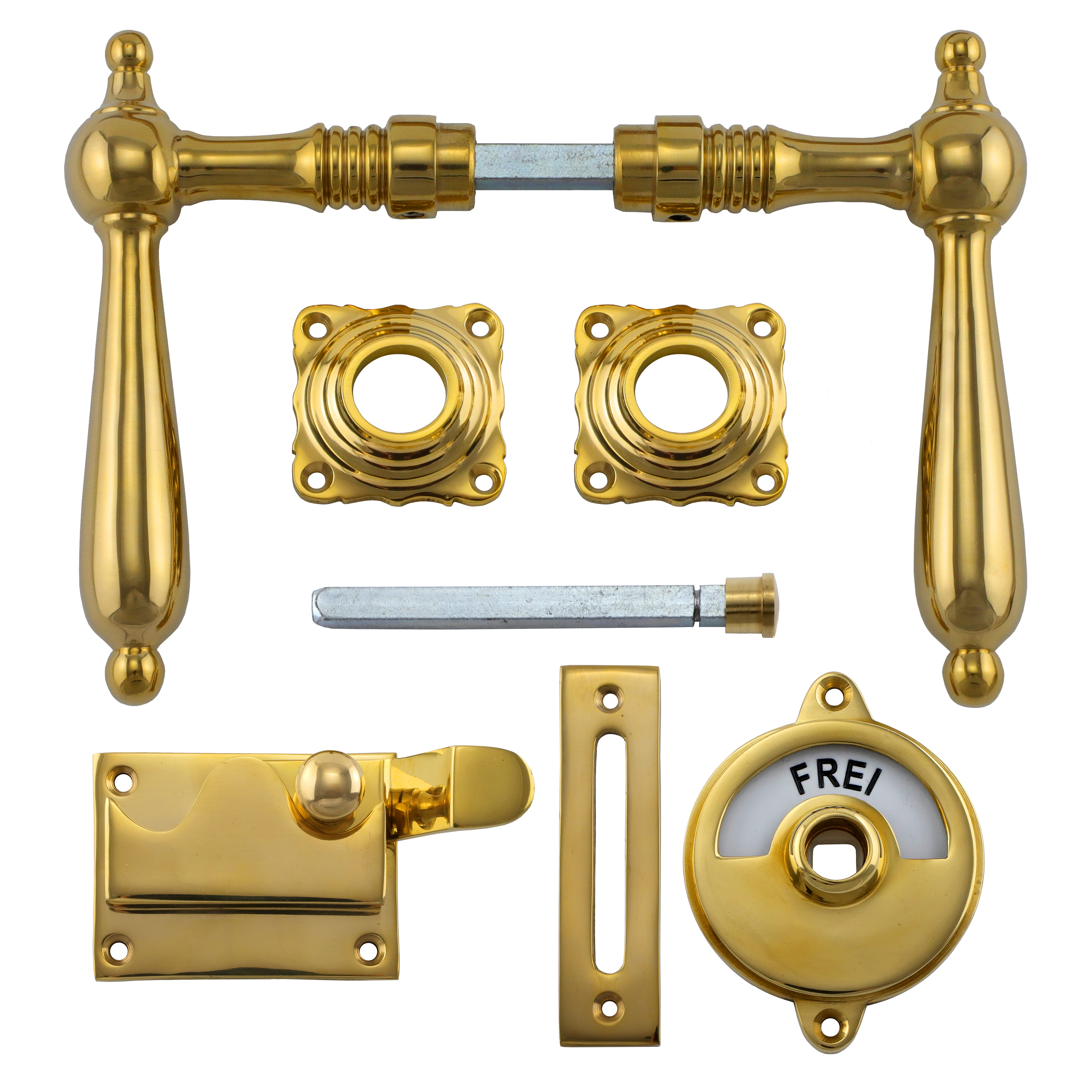 341.0058.35 Ferramenta per porta WC / Catenaccio / Serratura con indicatore Ottone lucido