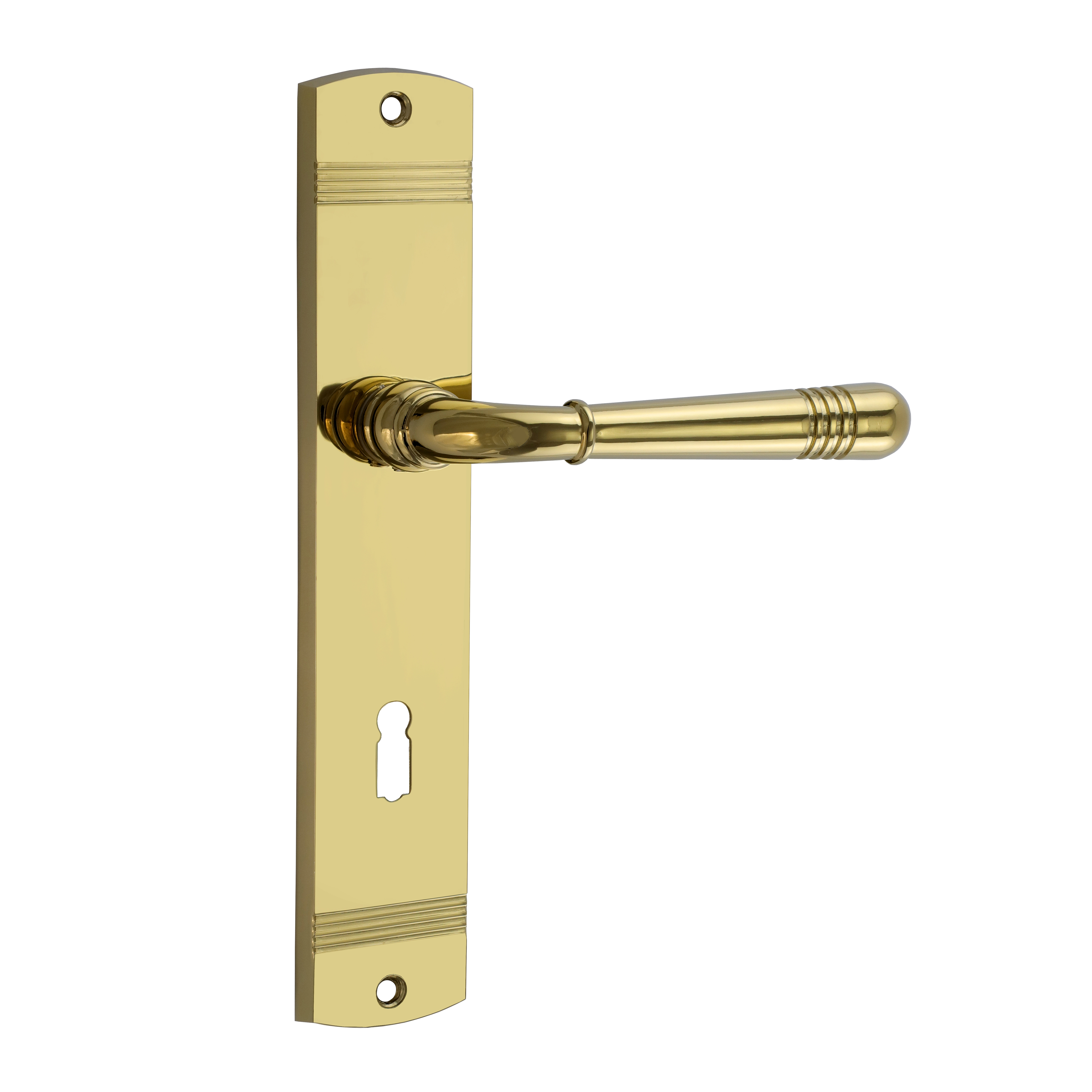 322.0055.21 Maniglie per porte con piastra lunga in zama Liberty in ottone lucido