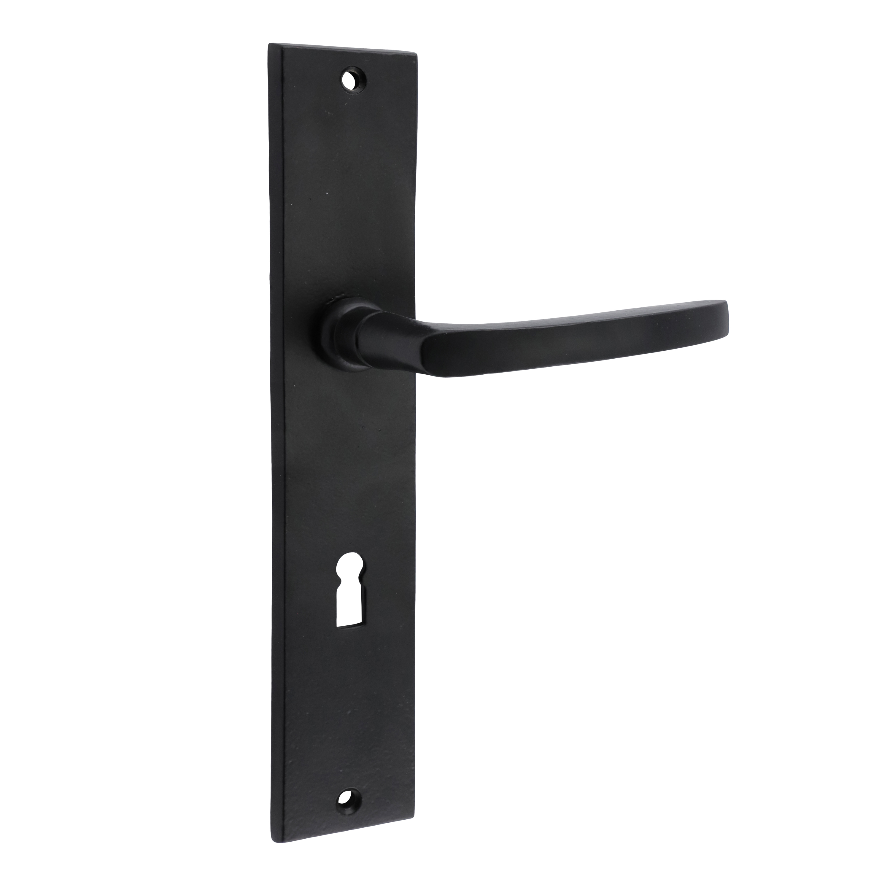 322.0109.70 Maniglie per porte con piastra lunga 20s in ferro nero 322.0109.70 Maniglie per porte con piastra lunga 20s in ferro nero