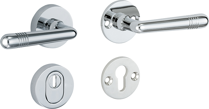 311.0030.12 Set di rosette per porte d'ingresso maniglia/maniglia con protezione del nucleo di trazione ottone cromato lucido 311.0030.12 Set di rosette per porte d'ingresso maniglia/maniglia con protezione del nucleo di trazione ottone cromato lucido