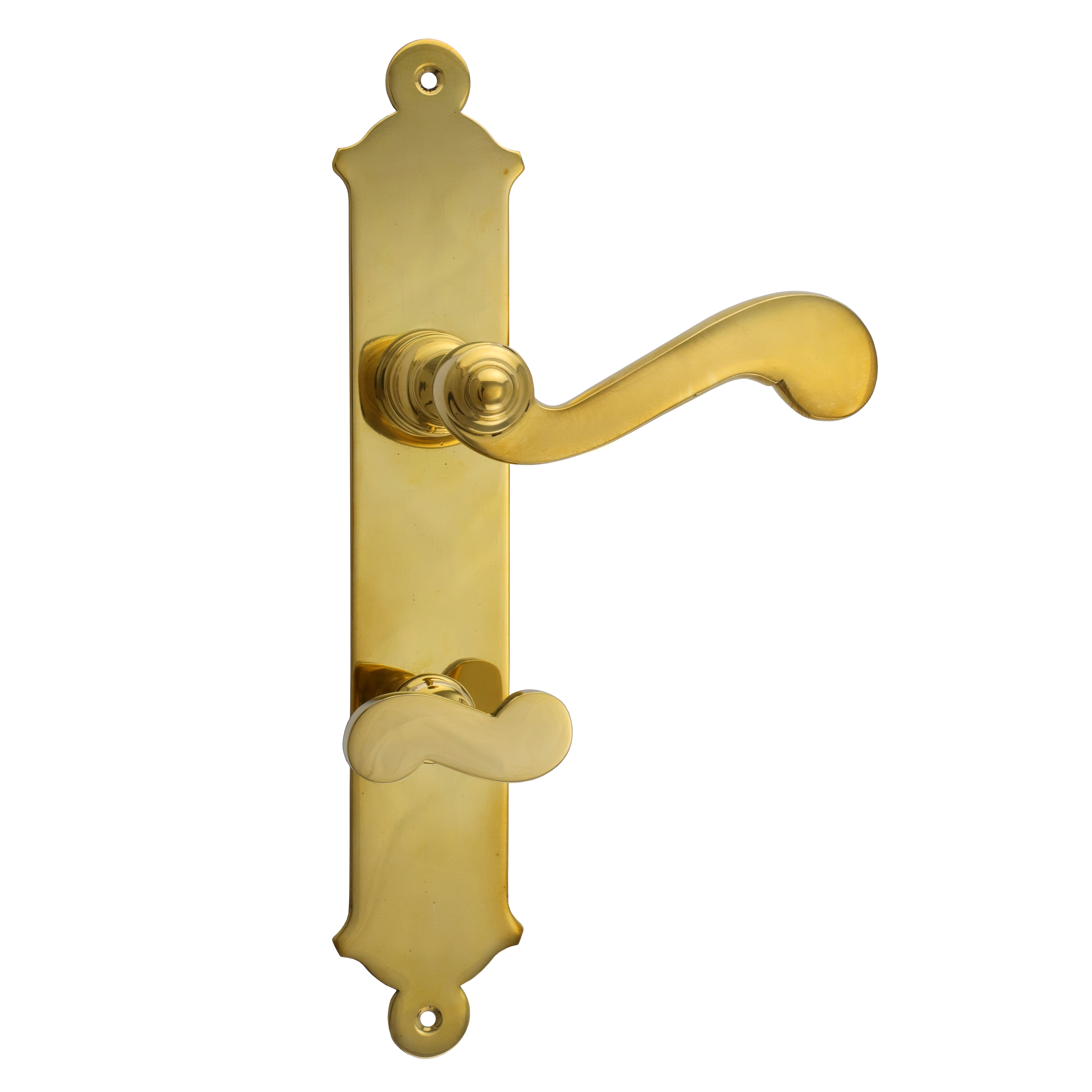 341.0299.35 Maniglia per porta con pomello girevole per serratura WC Ottone Biedermeier lucido