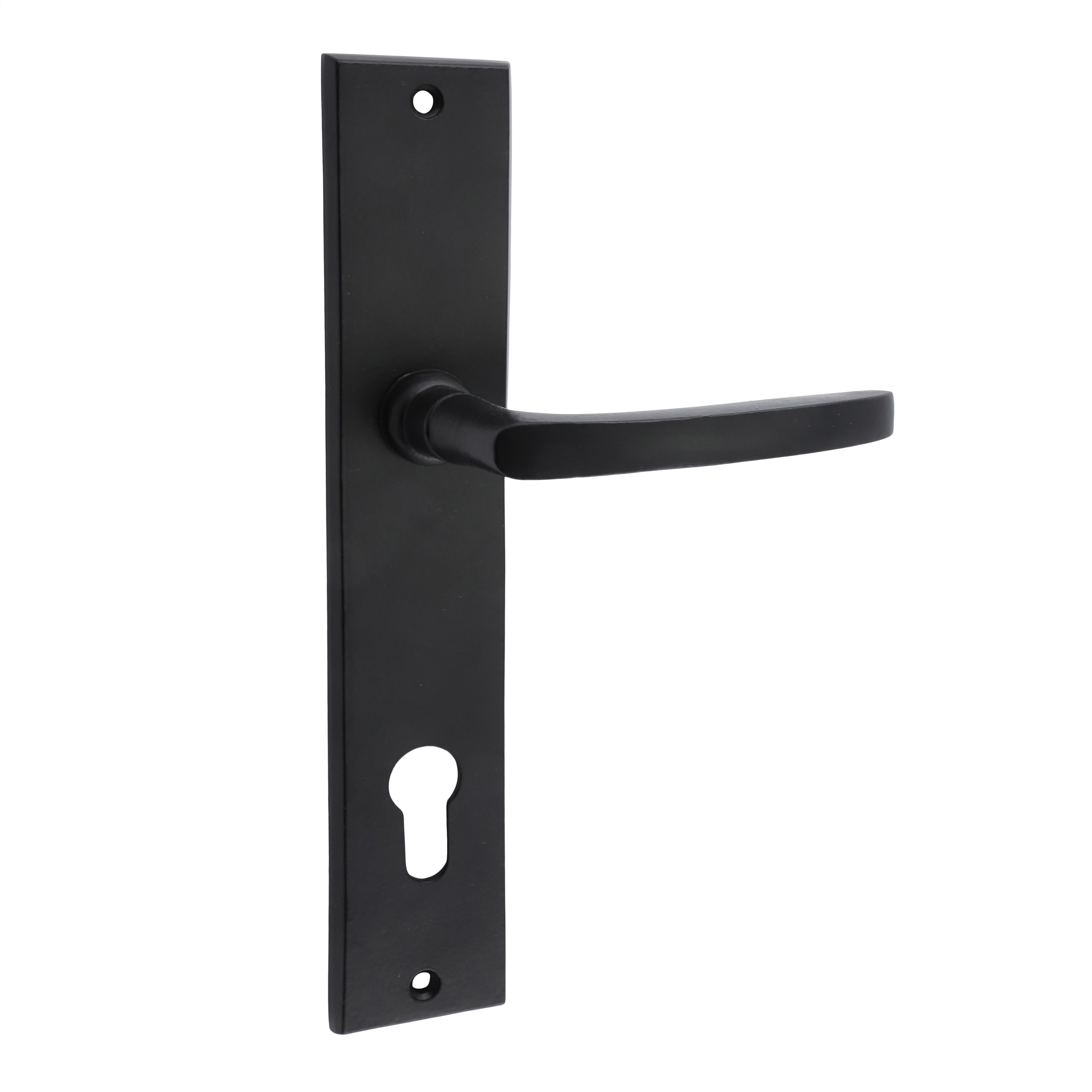 322.0113.70 Maniglia per porta con piastra lunga PZ 20s ferro nero per cilindro profilato 92 mm  322.0113.70 Maniglia per porta con piastra lunga PZ 20s ferro nero per cilindro profilato 92 mm